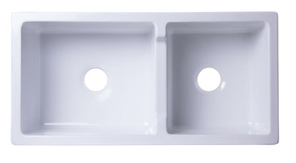 ALFI brand AB3618ARCH Arched Apron Thick Wall Fireclay Double Bowl Farm Sink