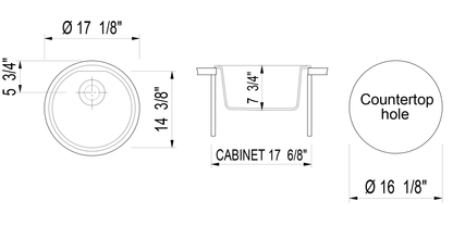 ALFI brand AB1717DI 17" Drop-In Round Granite Composite Kitchen Prep Sink