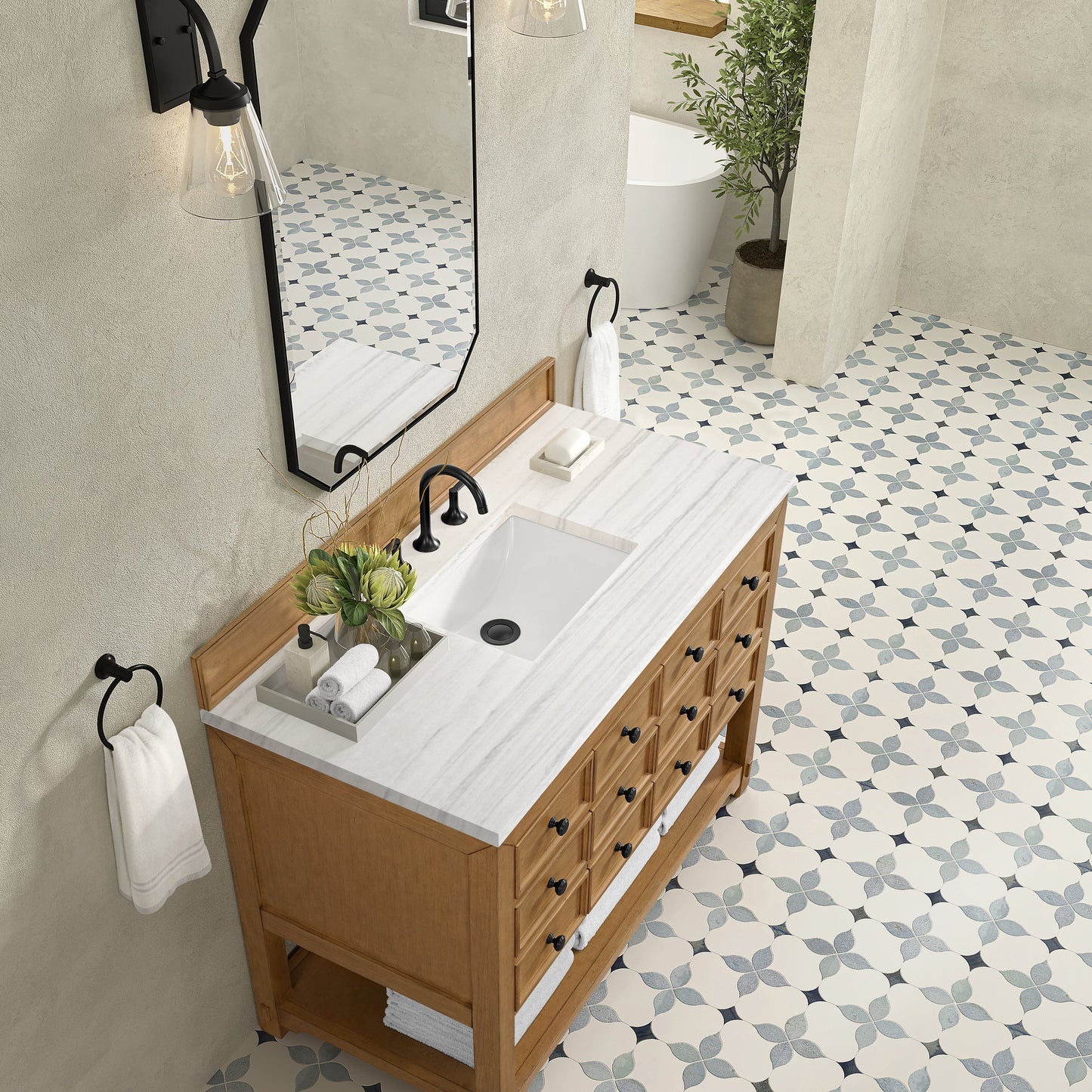 Malibu 48" Single Vanity, Amber Birch