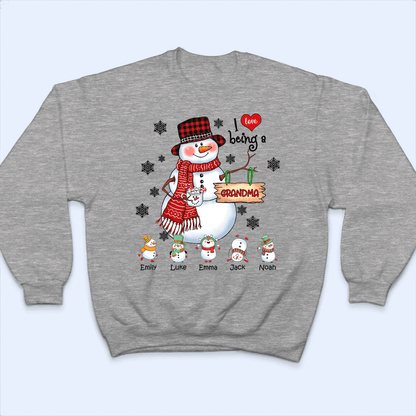 Up to 16 Kids - Snowman Christmas Grandma - Personalized Custom T Shirt - Christmas, Birthday, Loving, Funny Gift for Grandma, Grandpa