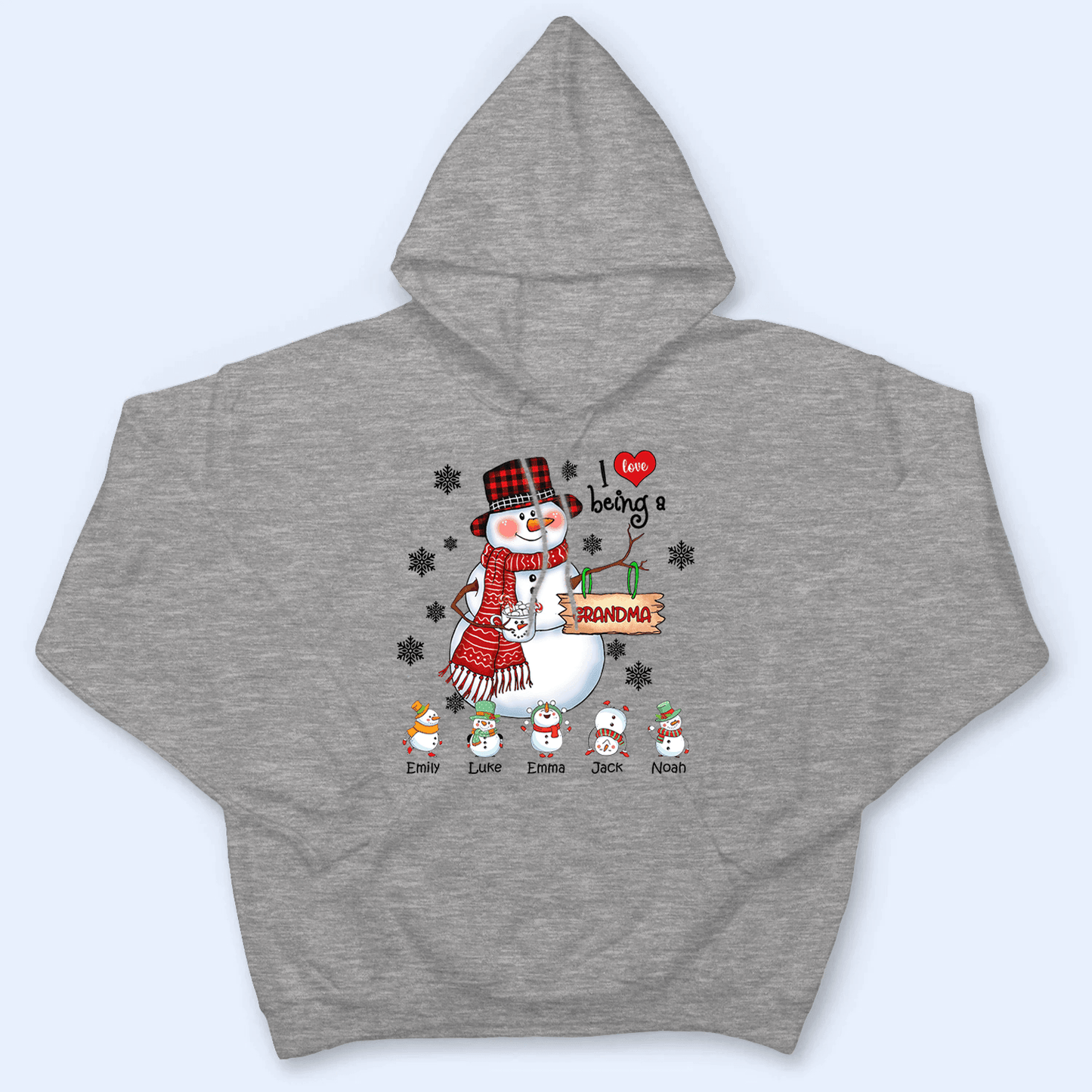 Up to 16 Kids - Snowman Christmas Grandma - Personalized Custom T Shirt - Christmas, Birthday, Loving, Funny Gift for Grandma, Grandpa