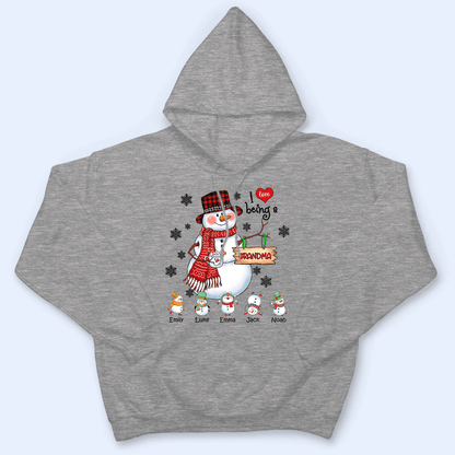 Up to 16 Kids - Snowman Christmas Grandma - Personalized Custom T Shirt - Christmas, Birthday, Loving, Funny Gift for Grandma, Grandpa