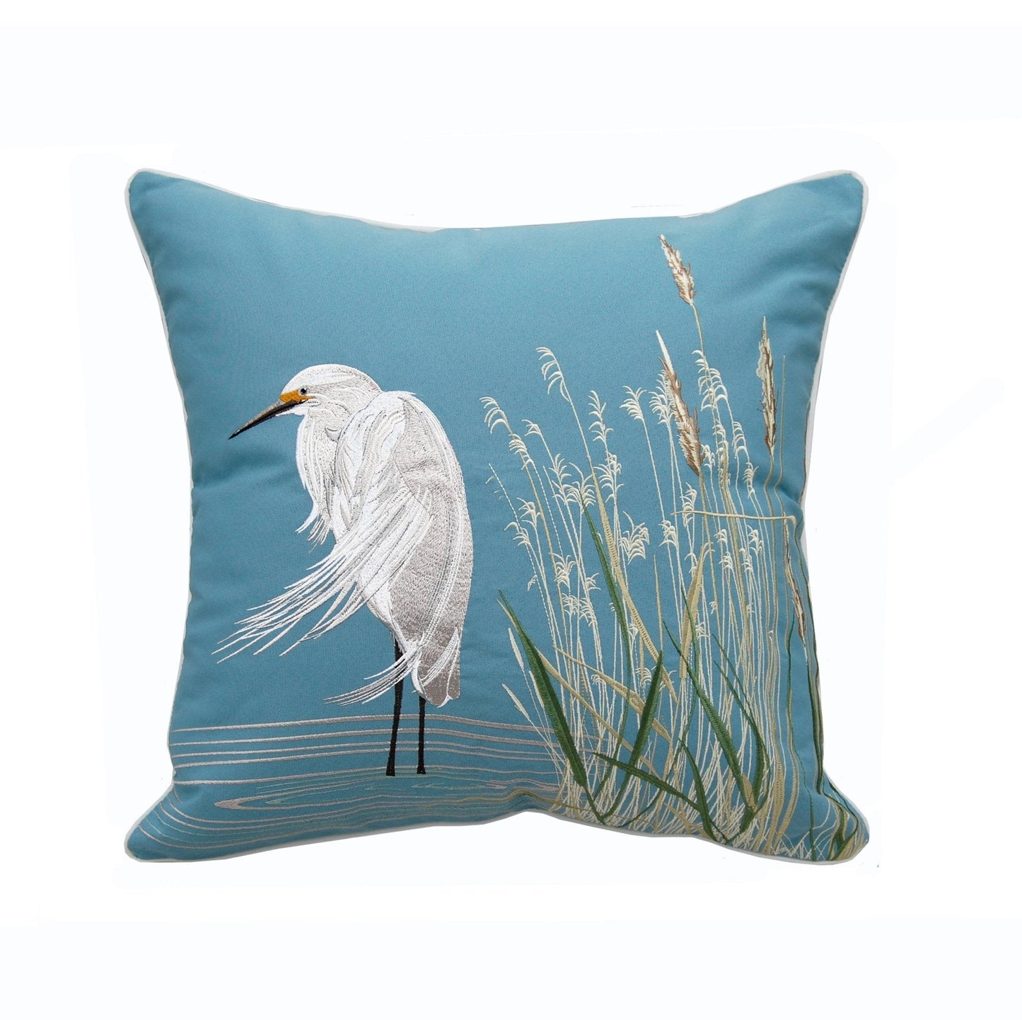 Snowy White Egret Indoor/Outdoor Throw Pillow