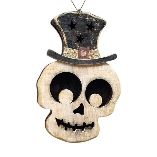 Whimsical Skull Top Hat Ornament