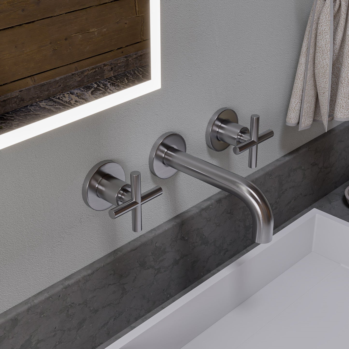 ALFI brand AB1035 8" Widespread Wall-Mounted Cross Handle Faucet