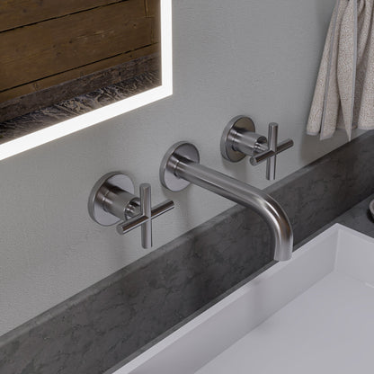 ALFI brand AB1035 8" Widespread Wall-Mounted Cross Handle Faucet
