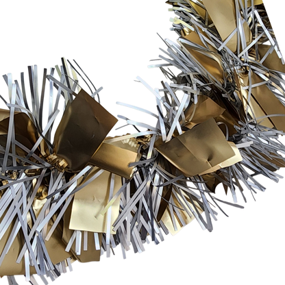 12 foot 4 Ply Luxury Matte Tinsel Garland - Silver/Gold