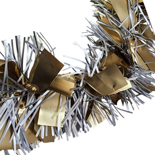 12 foot 4 Ply Luxury Matte Tinsel Garland - Silver/Gold