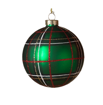 100mm Plaid Ball Ornament -