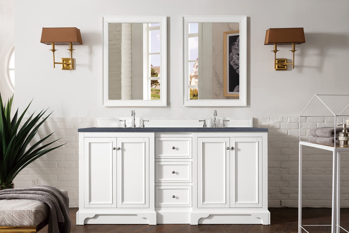 De Soto 72" Double Vanity Cabinet, Bright White