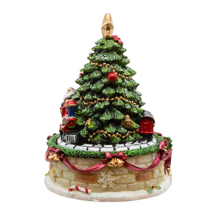 Wind-Up Revolving Christmas Tree Music Box - 6 Inch