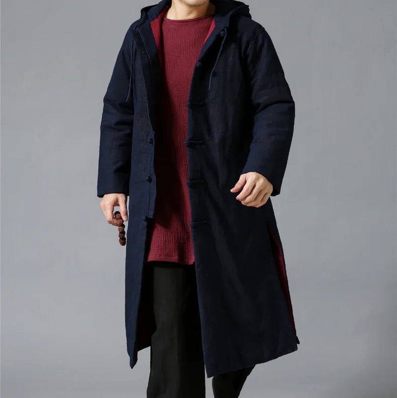 Ethnic Style Cotton Linen Hooded Thick Jacket