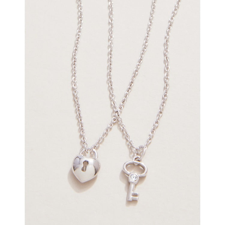 Sea La Vie Necklace 18" - Best Friends Heart & Key (2-Piece Set)