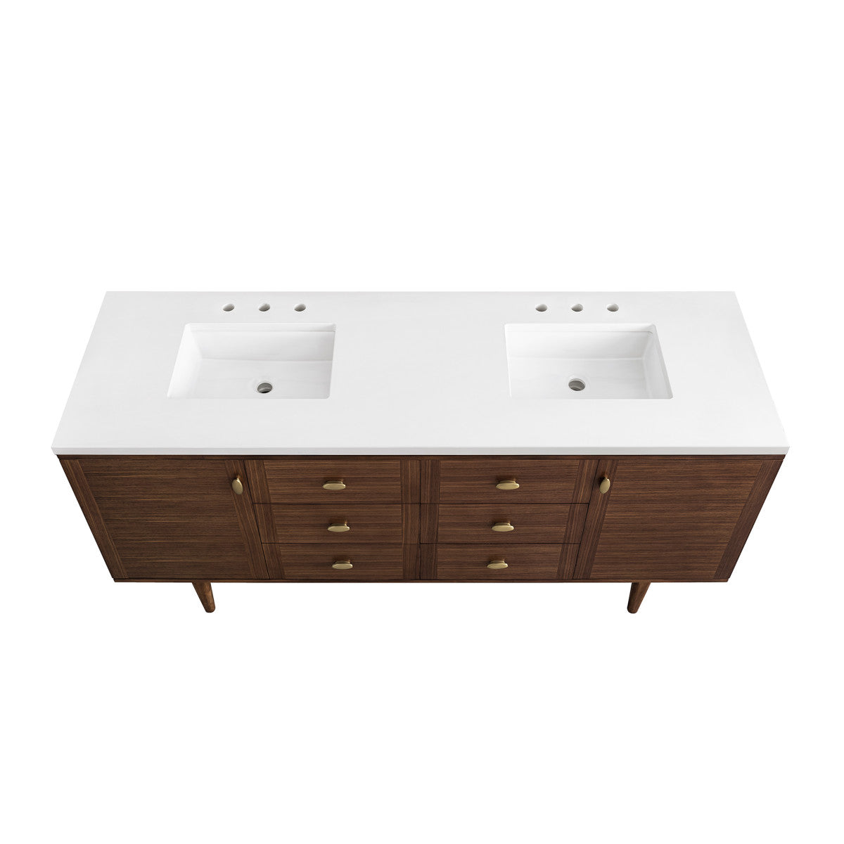 Amberly 72" Double Vanity Cabinet, Mid-Century Walnut