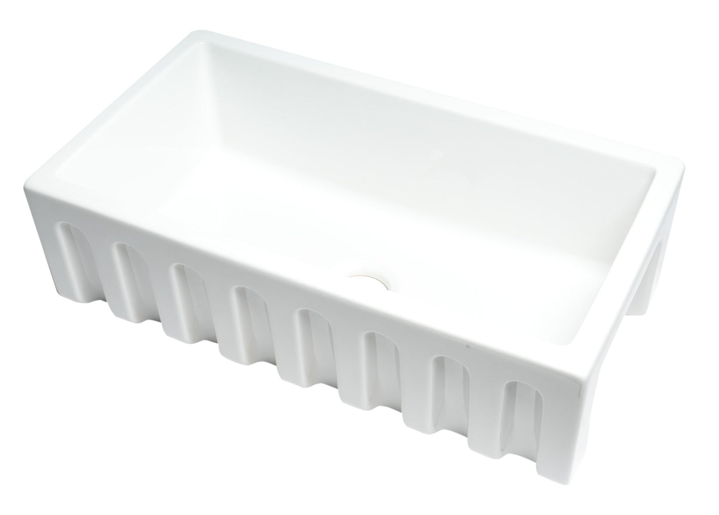 ALFI brand AB3318HS 33" x 18" Reversible Fluted / Smooth Fireclay Farm Sink