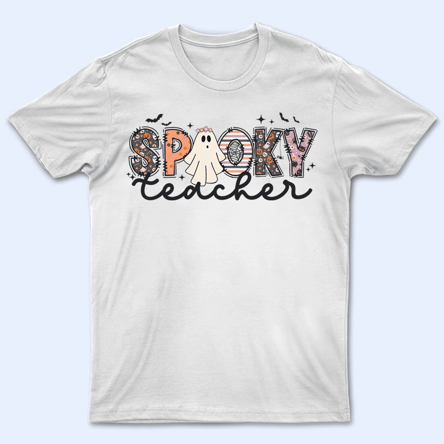 Spooky Ghost Teacher - Personalized Custom T Shirt - Birthday, Loving, Funny Gift for Teacher, Kindergarten, Preschool, Pre K, Paraprofessional
