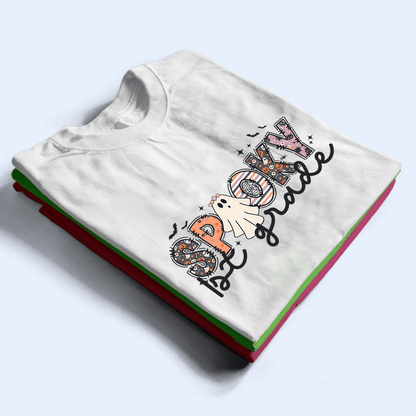 Spooky Ghost Teacher - Personalized Custom T Shirt - Birthday, Loving, Funny Gift for Teacher, Kindergarten, Preschool, Pre K, Paraprofessional