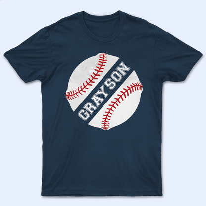 Sports Balls Middle Split Design - Baseball/ Softball Cheers Personalized Custom T Shirt - Birthday, Loving, Funny Gift for Grandma/Nana/Mimi, Mom, Wife, Grandparent