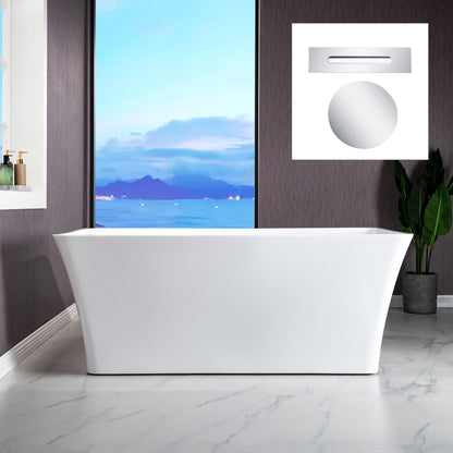 WOODBRIDGE 59" Acrylic Freestanding Bathtub Contemporary Soaking Tub
