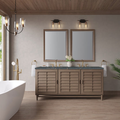 Portland 72" Double Vanity Cabinet, Whitewashed Walnut
