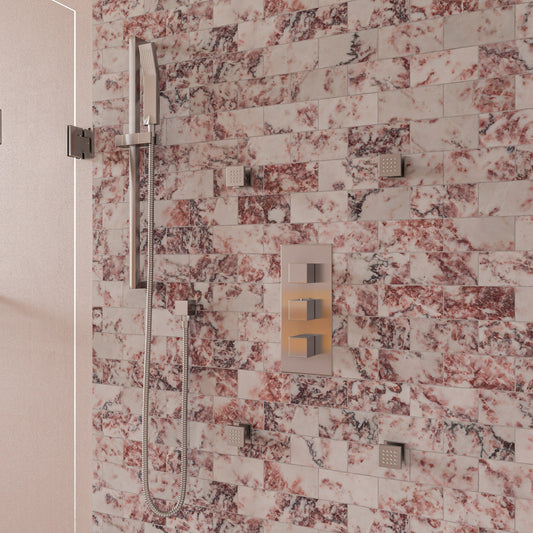 ALFI brand AB2901 Concealed 4-Way Thermostatic Valve Shower Mixer /w Square Knobs
