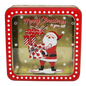 Square Cookie Tin with Window - Merry Christmas Santa with Gifts