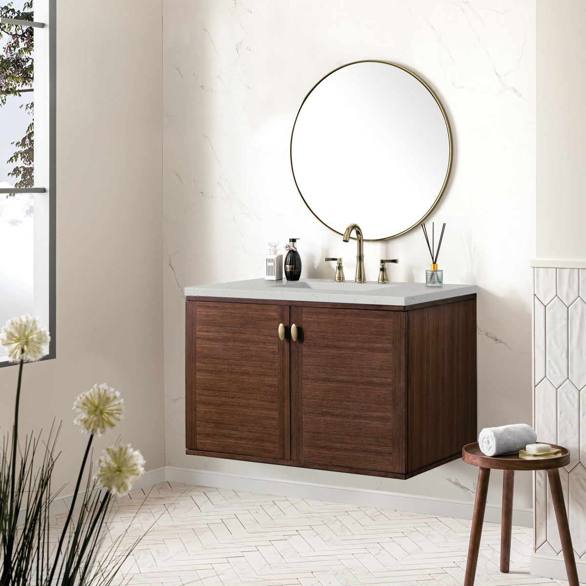 Amberly 36" Single Vanity Cabinet, Mid-Century Walnut