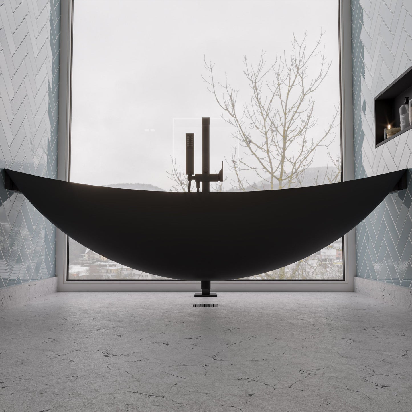 ALFI brand HammockTub1 HammockTub1 79" Acrylic Suspended Wall Mounted Hammock Bathtub
