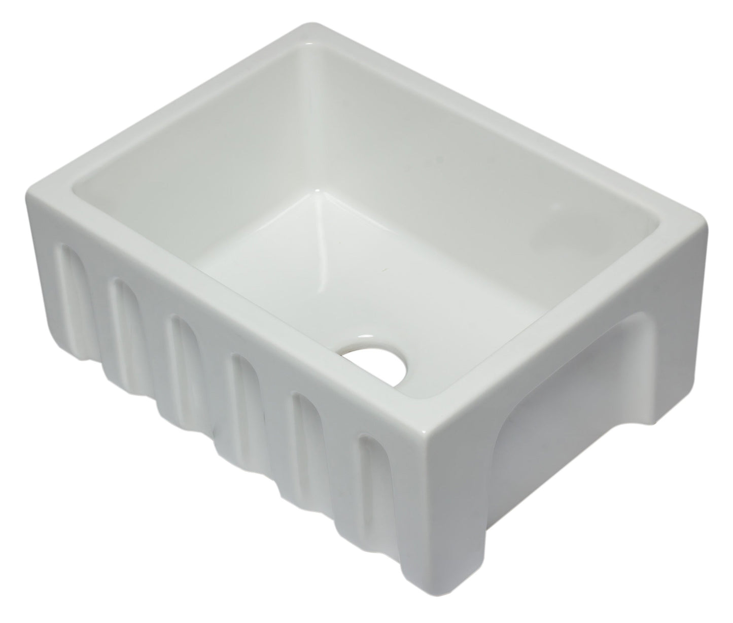 ALFI brand AB2418HS AB2418HS-B 24 inch Biscuit Reversible Smooth / Fluted Single Bowl Fireclay Farm Sink