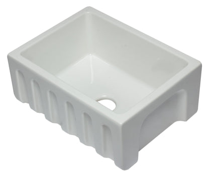 ALFI brand AB2418HS AB2418HS-B 24 inch Biscuit Reversible Smooth / Fluted Single Bowl Fireclay Farm Sink