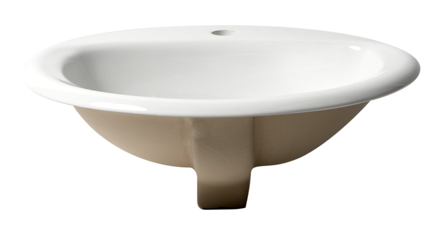ALFI brand  ABC802 White 21" Oval Drop In Ceramic Sink with Faucet Hole