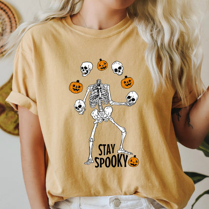 Stay Spooky Juggling Skeleton Retro Halloween Comfort Colors Tshirt