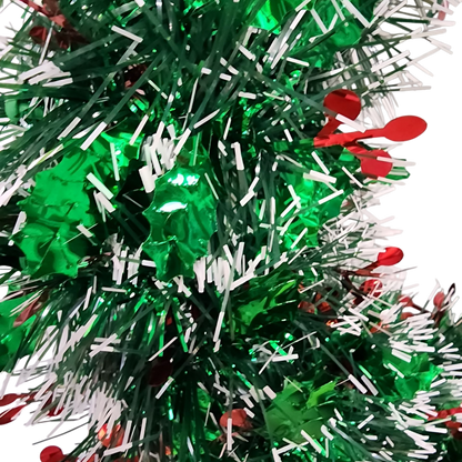 Frosted Holly Tinsel Wreath - 19"