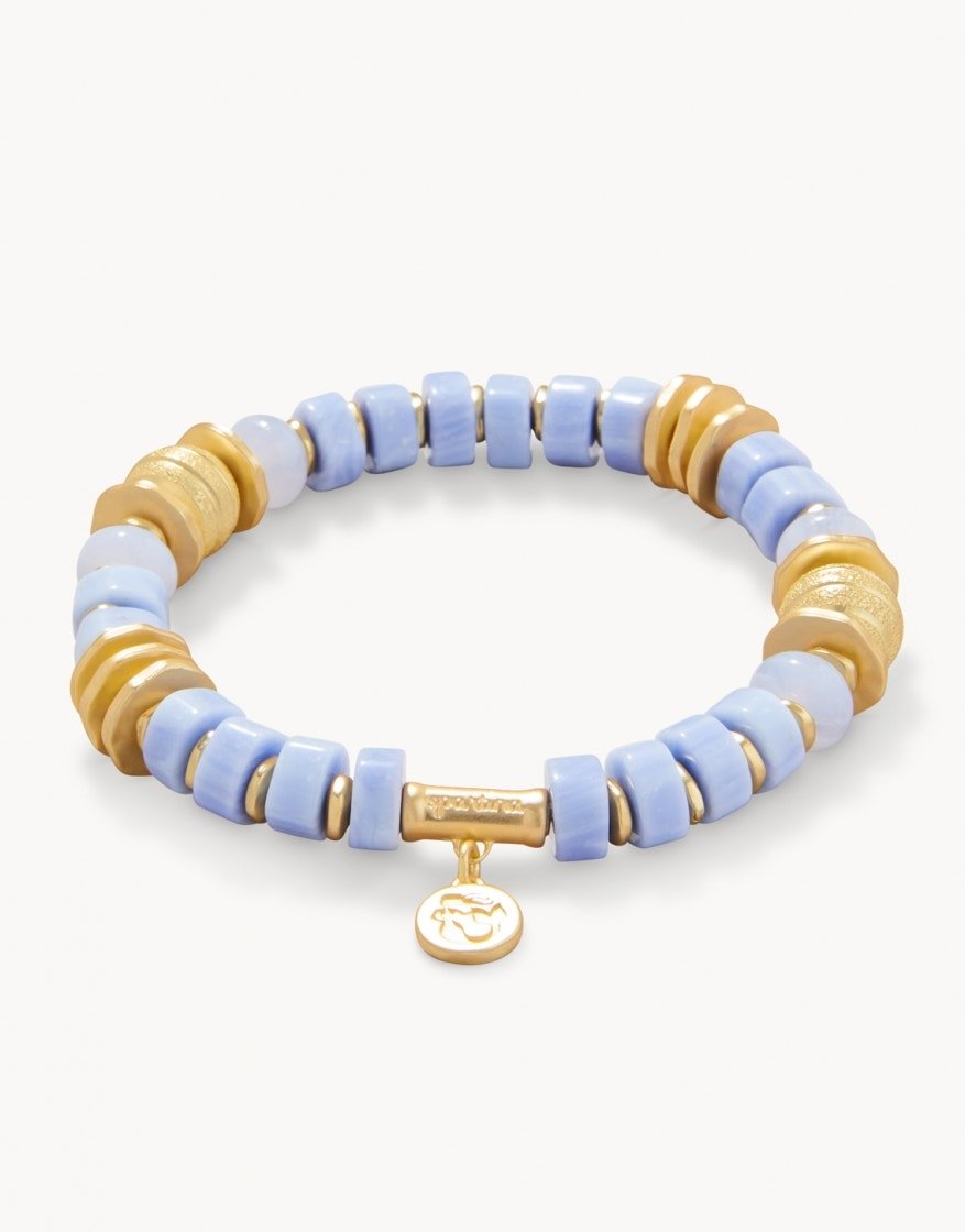 Stone Stretch Bracelet - 8mm Blue Chalcedony