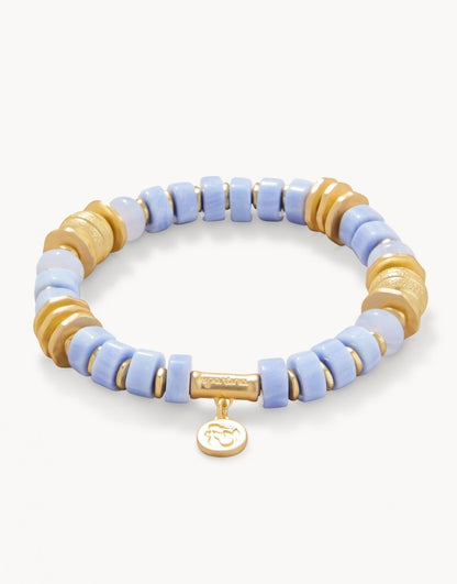 Stone Stretch Bracelet - 8mm Blue Chalcedony
