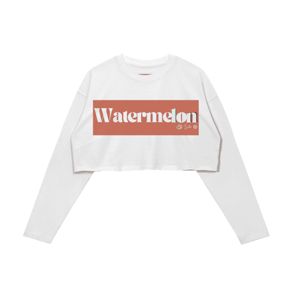 Watermelon Women's Cropped Faded Long Sleeve Crew