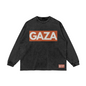Gaza Palestine Raw Hem Loose Washed Long Sleeve Crew