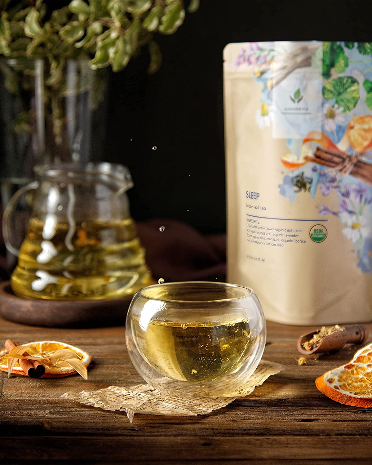 Sleep Calm Loose Leaf Herbal Tea with Chamomile, USDA Organic, Kosher, Caffeine Free - 4 oz (114g)