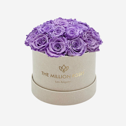 Classic Beige Suede Dome Box | Lavender Roses