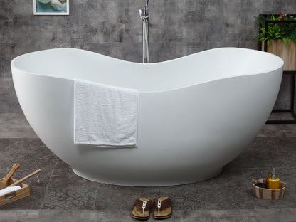 ALFI brand  AB9949 66" White Solid Surface Smooth Resin Soaking Bathtub