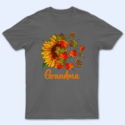 Sunflower Fall - Personalized Custom T Shirt - Halloween, Loving, Funny Gift for Grandma/Nana/Mimi, Mom, Wife, Grandparent