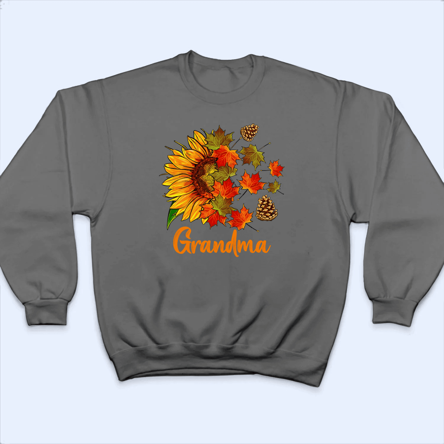 Sunflower Fall - Personalized Custom T Shirt - Halloween, Loving, Funny Gift for Grandma/Nana/Mimi, Mom, Wife, Grandparent