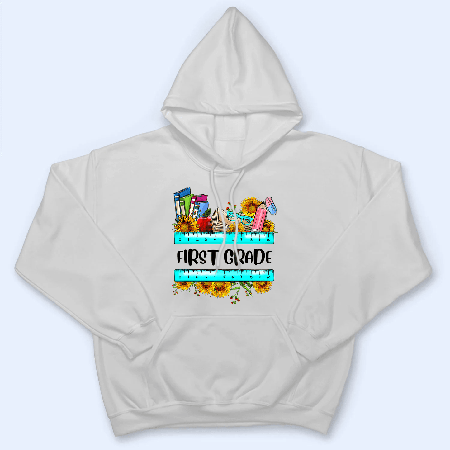 Sunflower School Supply Teacher Design - Personalized Custom T Shirt - Birthday, Loving, Funny Gift for Teacher, Kindergarten, Preschool, Pre K, Paraprofessional