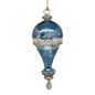 Clear Etched Blown Glass Hot Air Balloon - Blue