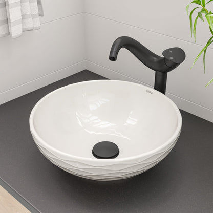 ALFI brand  ABC909 White 17" Decorative Round Vessel Above Mount Ceramic Sink