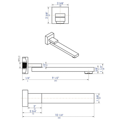 ALFI brand AB7701 Square Foldable Tub Spout
