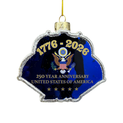 Celebratory 250th Anniversary U.S. Flag Glass Ornament