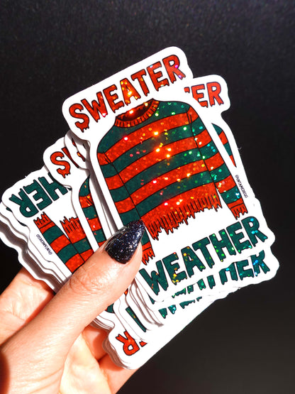 Sweater Weather Horror Halloween Glitter Sticker