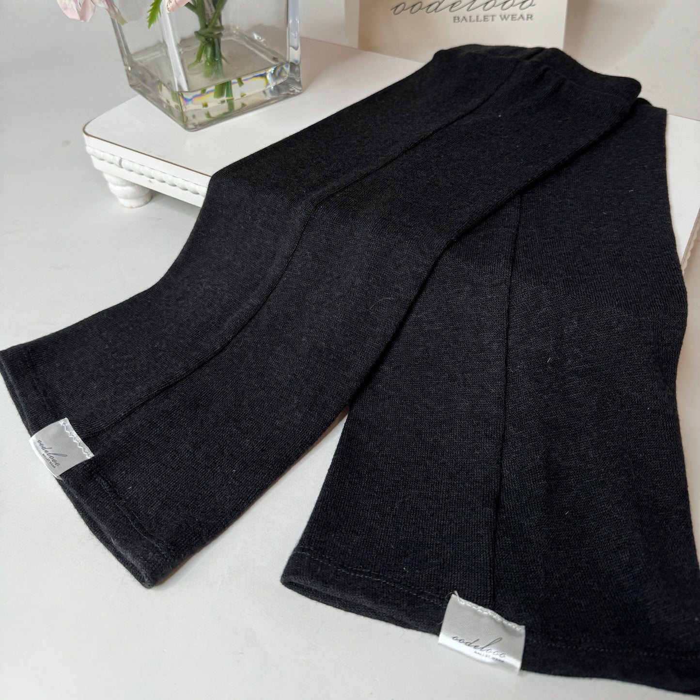 Sweater Knit Knee High Ballet Leg Warmers Luxe Black