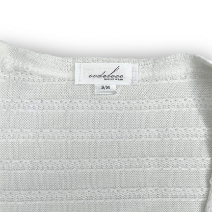 Cropped Sweater Knit Wrap Top Ballet Warm Up - White Intricate